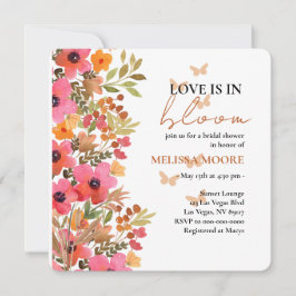 Invitación El Amor Está En Bloom Bridal Shower Pinks Peach Fl