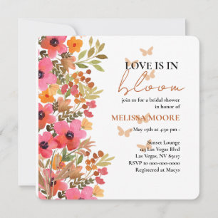 Invitación El Amor Está En Bloom Bridal Shower Pinks Peach Fl