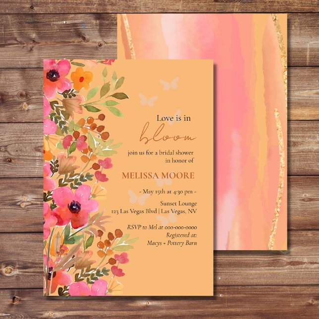 Invitación El Amor Está En Bloom Bridal Shower Pinks Peach Fl (Subido por el creador)