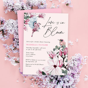 Invitación El Amor Está En Bloom Floral Rosa Ducha De Novias