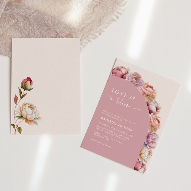 Invitación El Amor Está En Bloom Fotograma Rosa Peony Shower  (Subido por el creador)