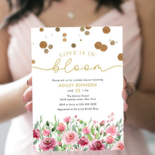 Invitación El Amor Está En Bloom Gold Rubor Floral Bridal Sho
