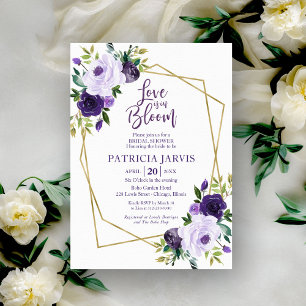 Invitación El Amor Está En Bloom Morado Floral Bridal Shower