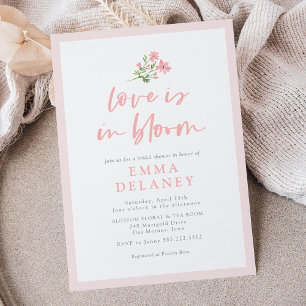 Invitación El Amor Está En Bloom Suave Ducha De Novias Rosa
