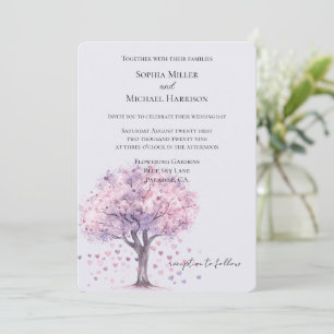 Invitación El amor está en el aire Corazones de lavanda Árbol