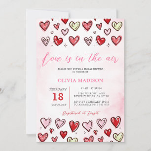 Invitación El Amor Está En El Aire Corazones Rosados Despedid