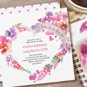 Invitación El amor está en el aire Cumpleaños Floral del bebé