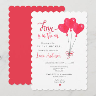 Invitación El amor está en el aire Globos de corazón Despedid