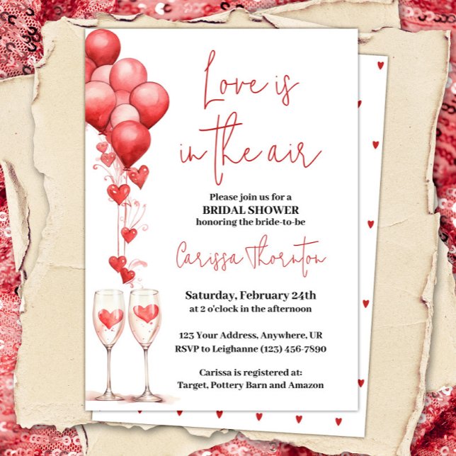 Invitación El amor está en el aire Valentine Hearts Bridal Sh (Subido por el creador)