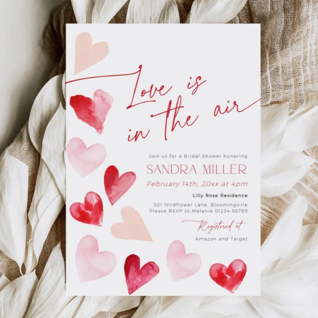 Invitación El amor está en el aire Valentine Hearts Bridal Sh (Subido por el creador)
