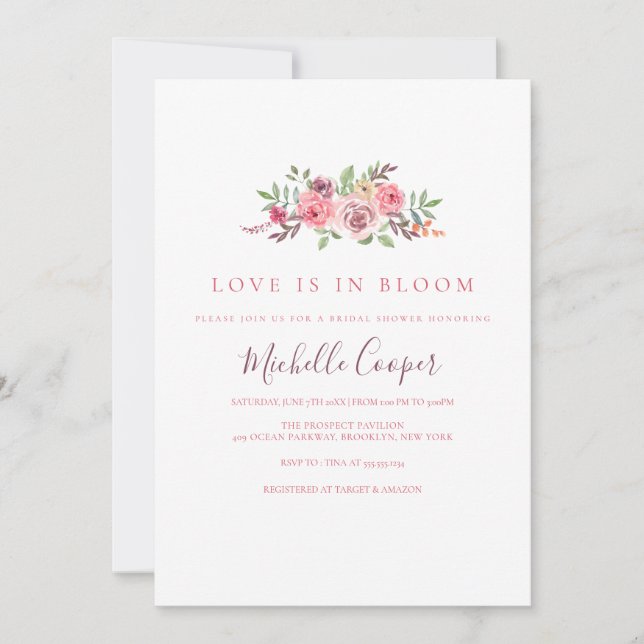 Invitación El amor está en el Bloom Garden Bridal Shower (Anverso)