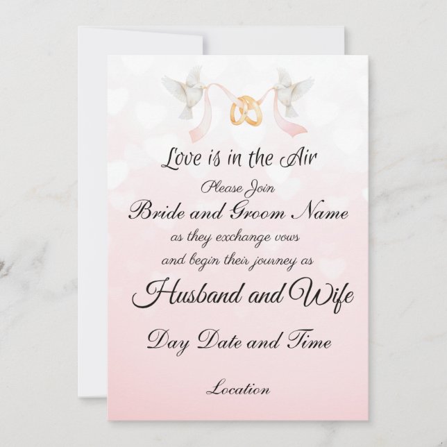 Invitación El amor está en el Boda del aire (Anverso)