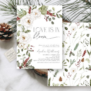 Invitación El amor está en el invierno de las flores blancas 