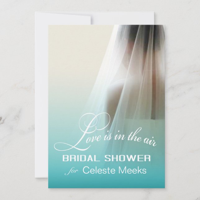 Invitación El amor está en el ombre verde azulado nupcial de (Anverso)