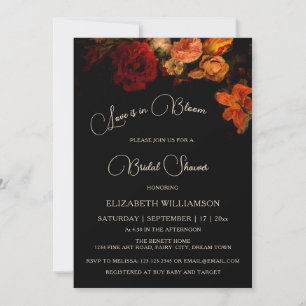 Invitación El amor está en flor   Arte floral oscuro refinado