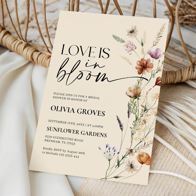 Invitación El amor está en flor de novia ducha beige rústica (Subido por el creador)