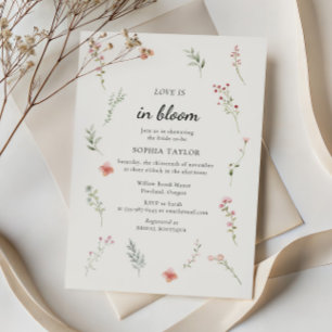 Invitación El amor está en flor delicada lluvia de boda