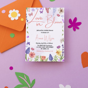 Invitación el amor está en flor desayuno y burbujeante fiesta