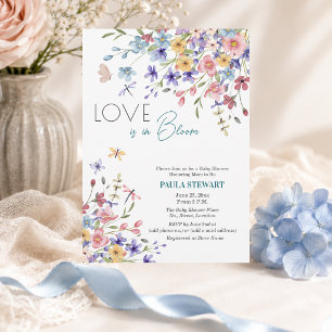 Invitación El amor está en flor Libélulas Azul Shower de bebé