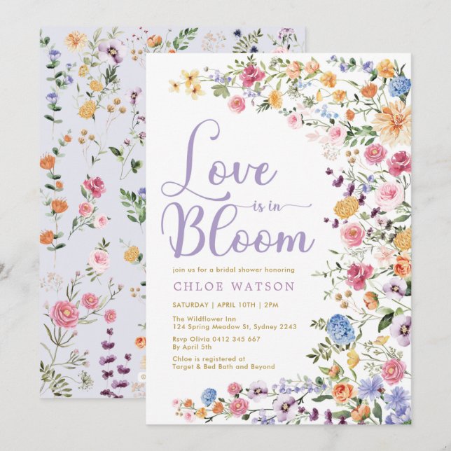 Invitación El amor está en flor | Moda Wildflower Bridal Show (Anverso / Reverso)