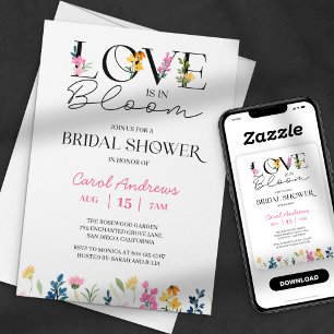 Invitación El amor está en flor Novia Flores Silvestres Regad