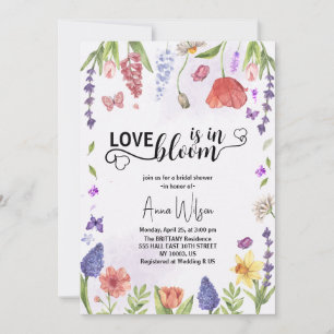 Invitación el amor está en flor púrpura flor silvestre ducha