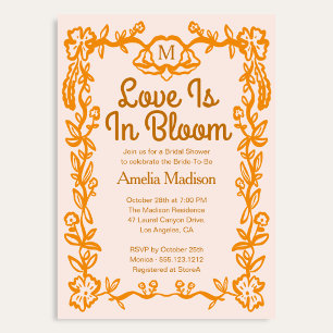 Invitación El amor está en flor Retro Script Floral Despedida