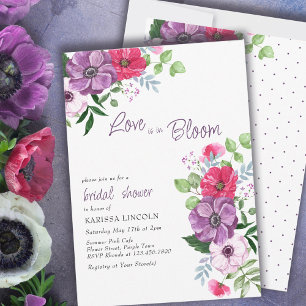 Invitación El amor está en flor Rosa Púrpura Regadera Floral