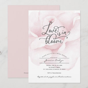 Invitación El amor está en flor, rosa rosado polvoriento, flo