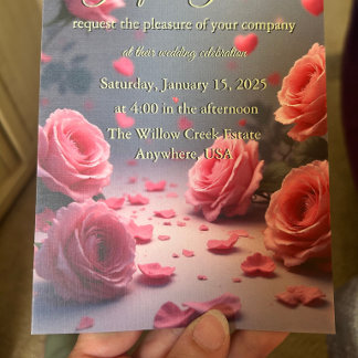 Invitación El amor está en flor rosas rosadas boda romántica