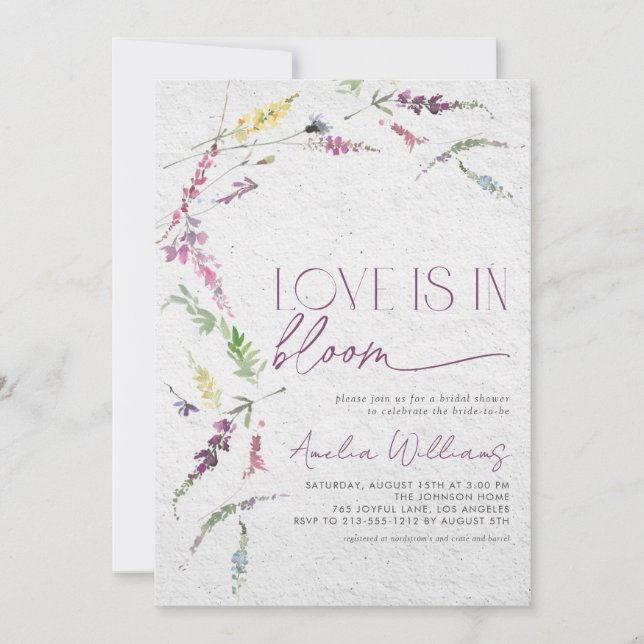 Invitación El amor está en flor silvestre rusa floreciente (Anverso)