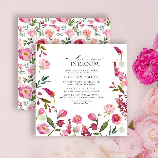 Invitación El Amor Está En Flores Rosadas En Bloom Ducha Brid (Subido por el creador)