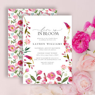 Invitación El Amor Está En Flores Rosadas En Bloom Ducha Brid