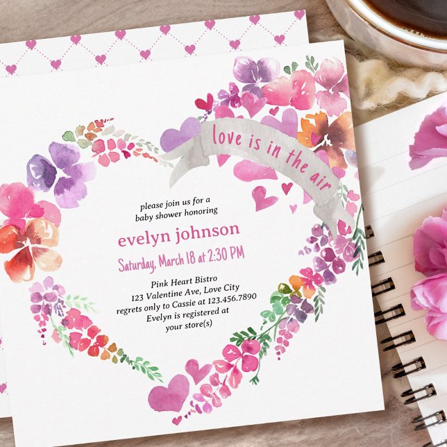 Invitación El amor está en la Baby Shower Air Floral Heart (Subido por el creador)