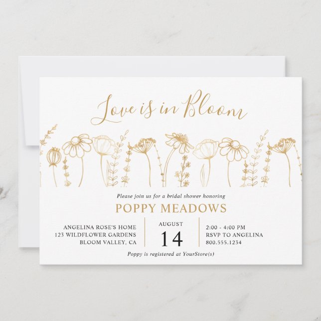 Invitación El amor está en la ducha de flores silvestres de o (Anverso)