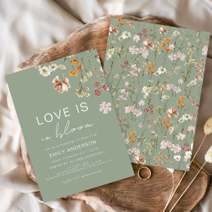 Invitación El amor está en la ducha de flores silvestres en f