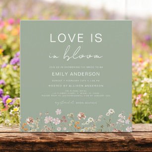 Invitación El amor está en la ducha de flores silvestres en f