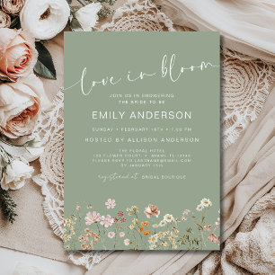Invitación El amor está en la ducha de flores silvestres en f