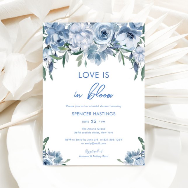 Invitación El Amor Está En La Ducha De Novias De Flores Azule (Subido por el creador)