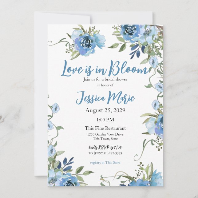 Invitación El amor está en la ducha de novias en Bloom (Anverso)