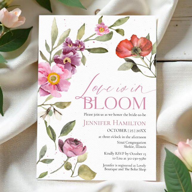Invitación El amor está en la ducha de novias floral Bloom Ro (Subido por el creador)
