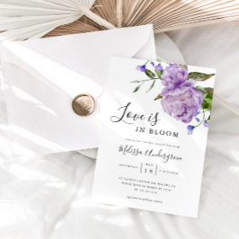 Invitación El amor está en la ducha de novias púrpura de la s