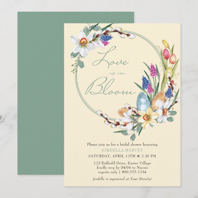 Invitación El amor está en la flor de primavera floreciente d (Anverso / Reverso)