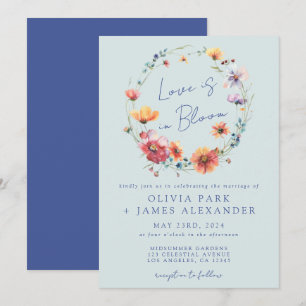 Invitación El amor está en la flor de sangre Boda azul de cor