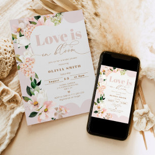 Invitación El amor está en la flor flor floral ducha de novia