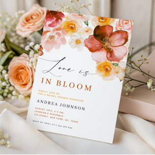 Invitación El amor está en la flor floral otoño en la ducha d