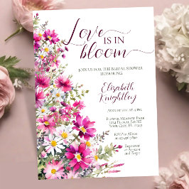 Invitación El amor está en la flor rosa brillante de la sangr