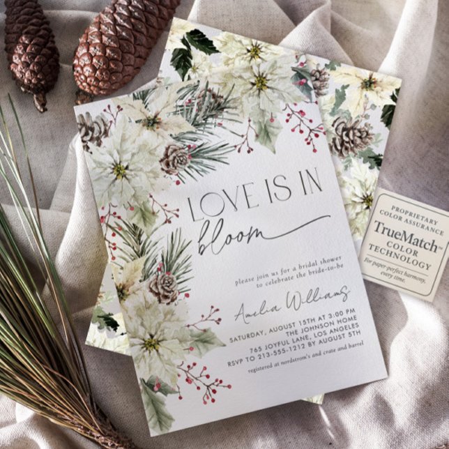 Invitación El amor está en las flores de invierno de Poinsett (Subido por el creador)