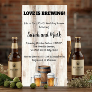 Invitación El amor está fermentando Ducha de novia rústica pa
