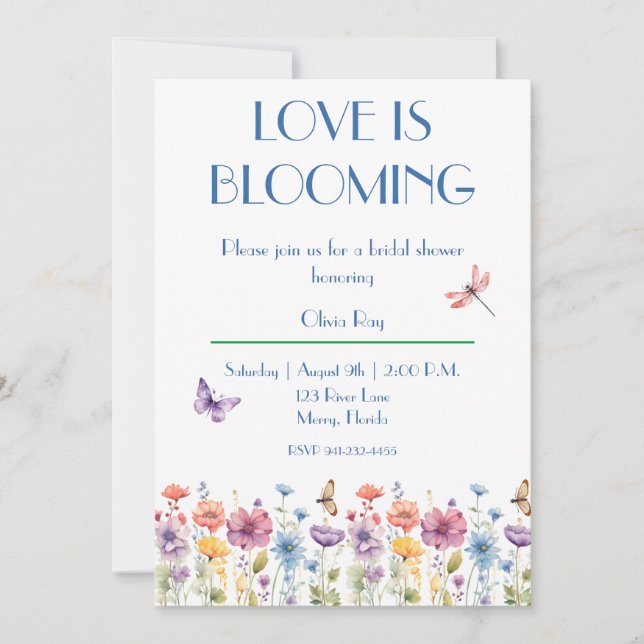 Invitación El amor está floreciendo la ducha de novias (Anverso)